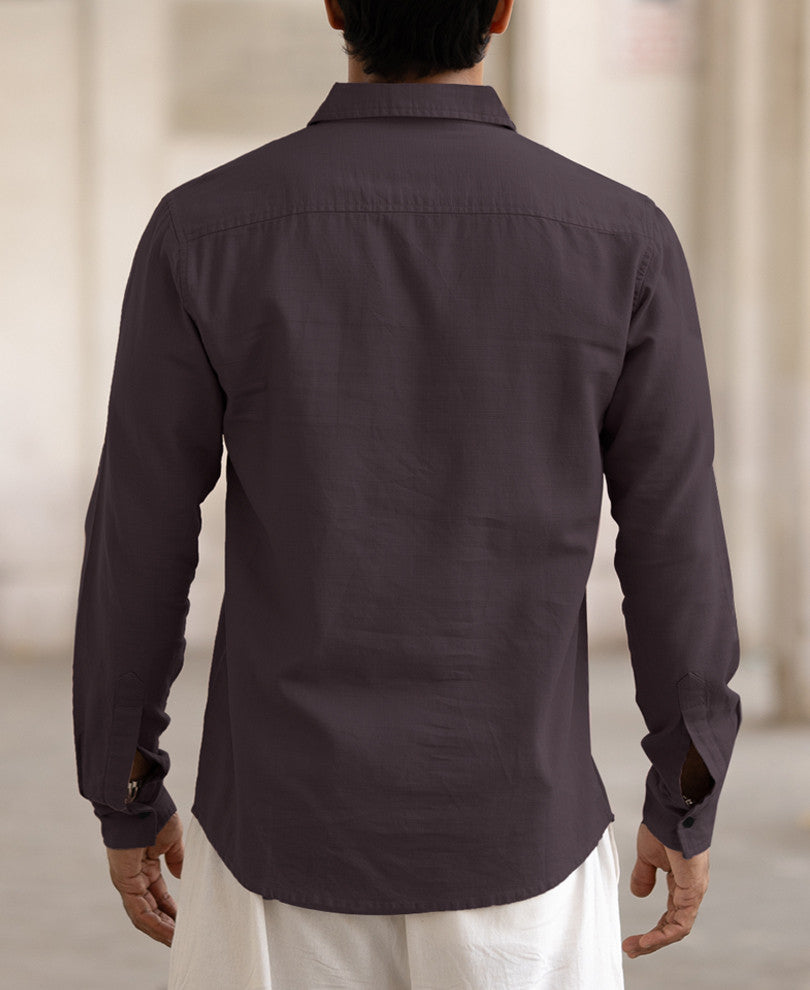 Maroon Kurta Style Regular Fit Full Sleeves Shirt