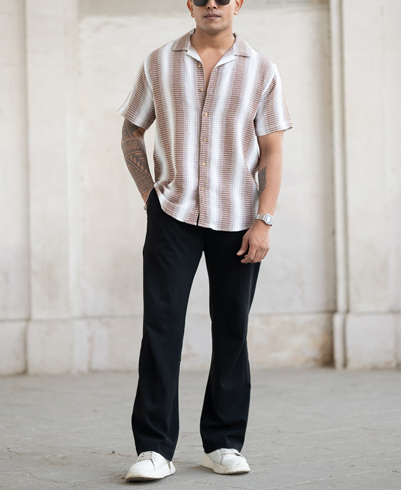 Brown Broad Stripe Shirt