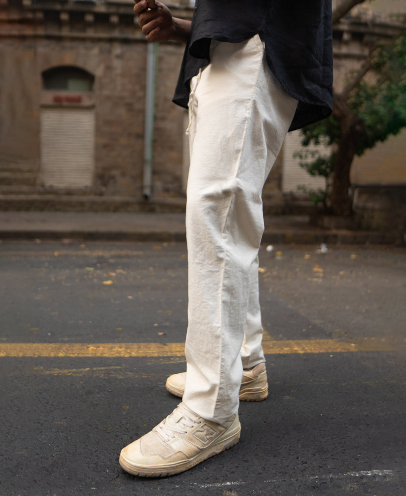 Cream Cotton Trousers