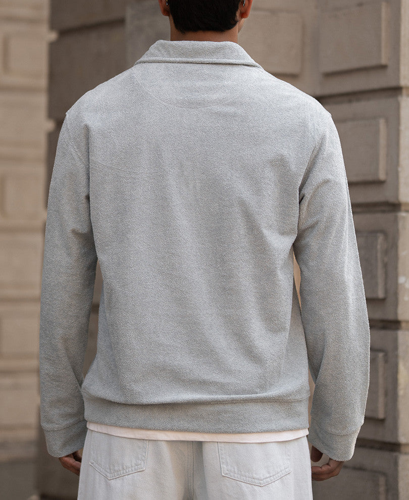 Grey Quarter Zip Polo T-Shirt