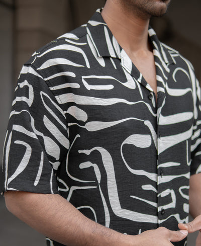 Black Abstract Flowy Printed Shirt