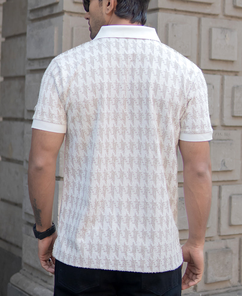 Beige Contrast Polo Regular Fit T-Shirt