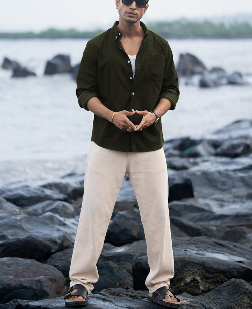 Dark Olive Corduroy Buttondown Shirt