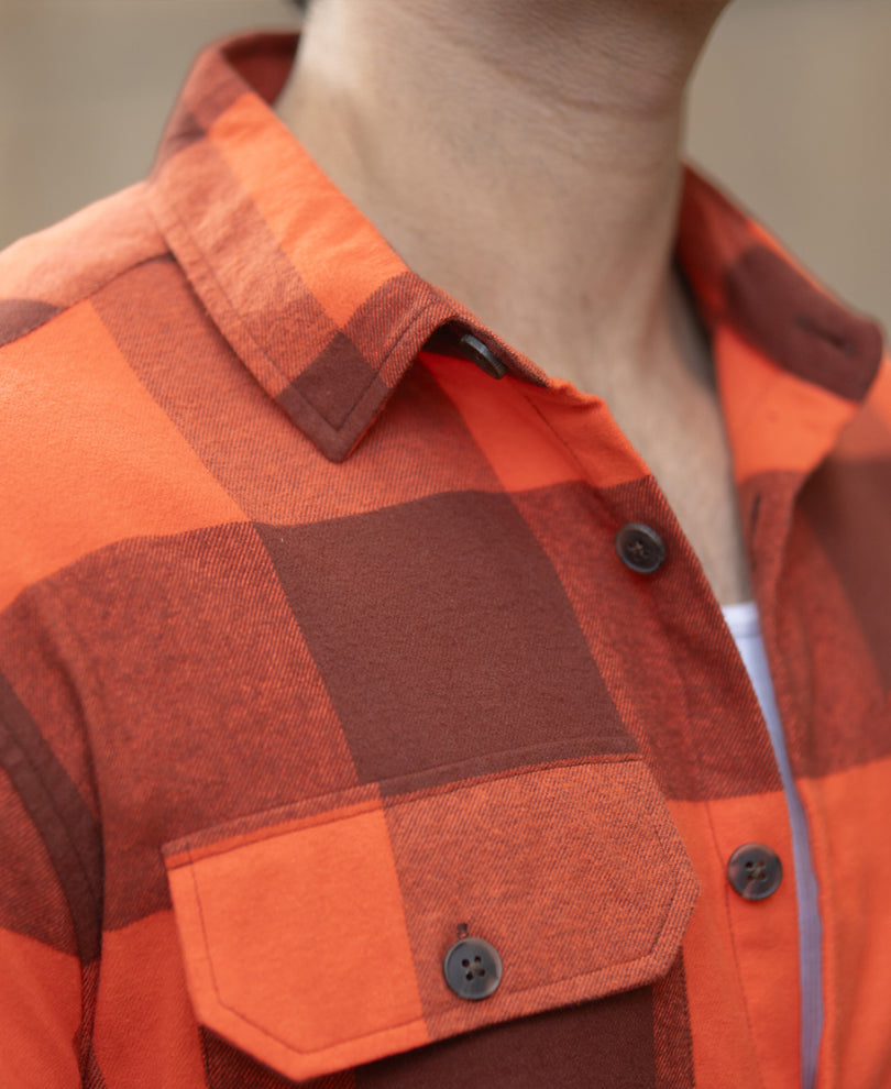 Rust Orange Checks Shirt