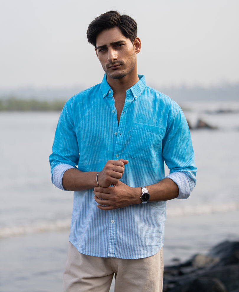 Blue Sprayed Stripe Shirt