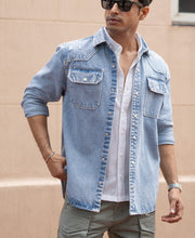 Blue Denim Regular Fit Full Sleeves Shirt