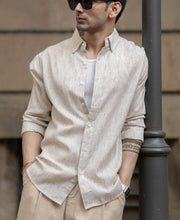 Beige Slub Stripe Shirt
