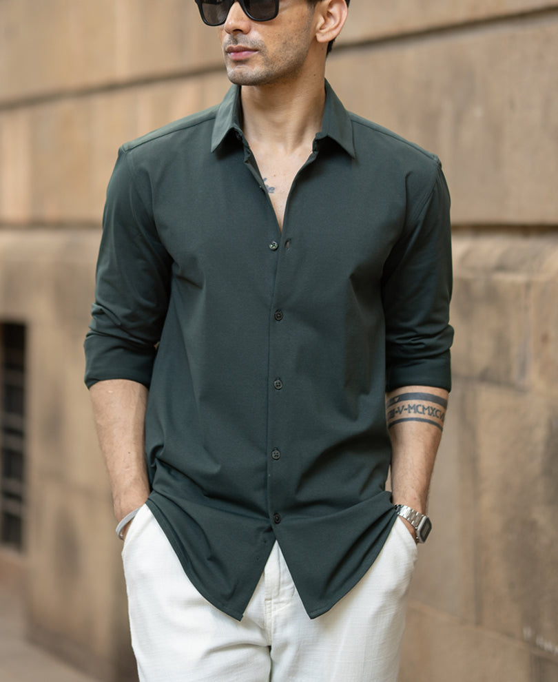 Bottle Green Stretch Shirt.