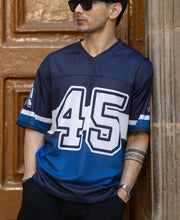 Navy Printed Oversized Jersey T-Shirt.