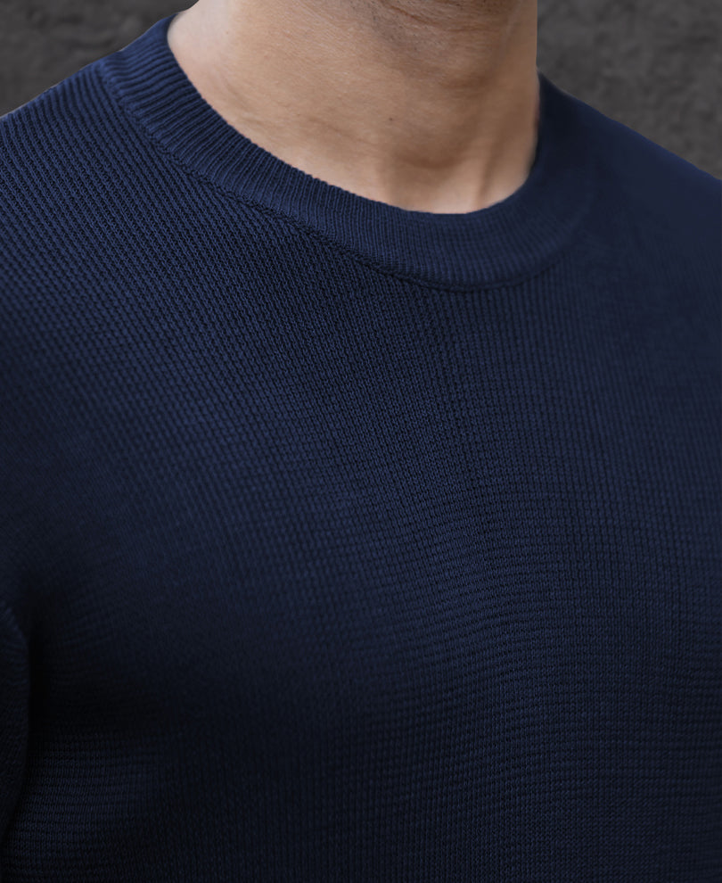 Navy Ombre Knit T-Shirt.