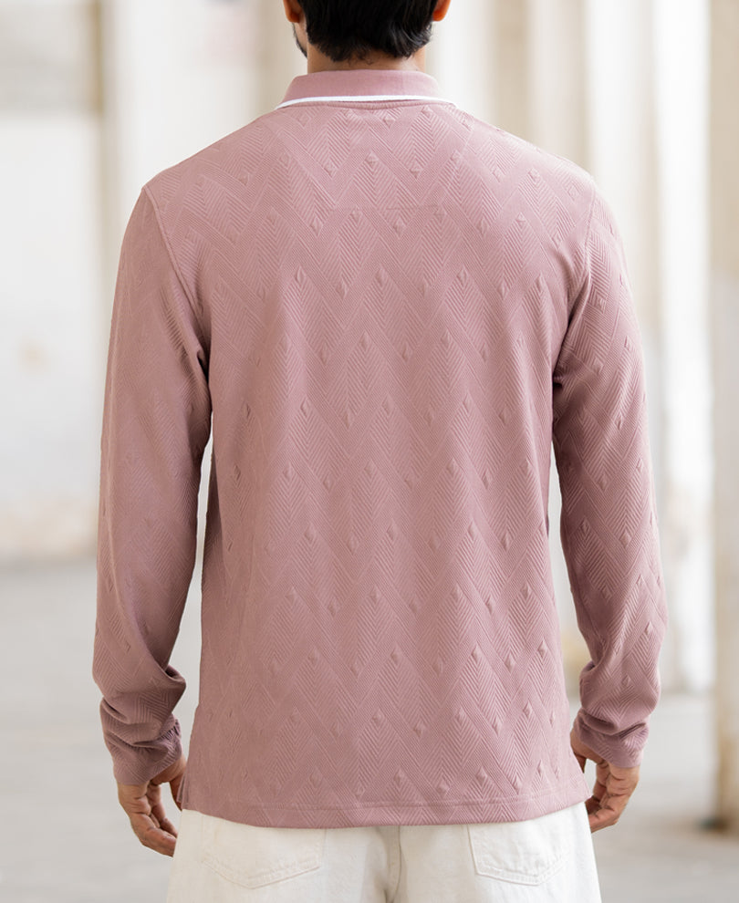 Dull Rose Regular Fit Full Sleeves T-Shirt