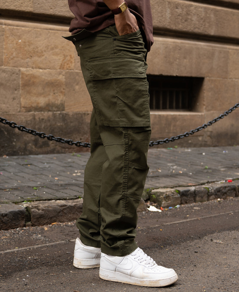 Olive Cotton Cargo Trouser