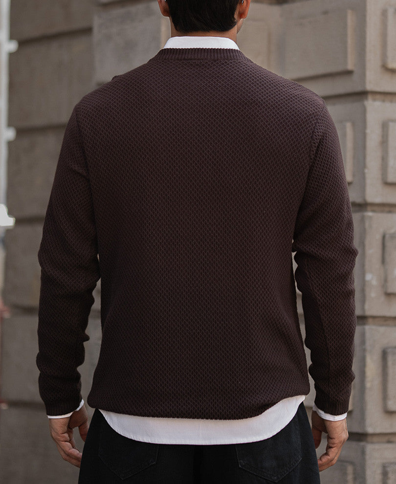 Brown Regular Fit Full Sleeves T-Shirt