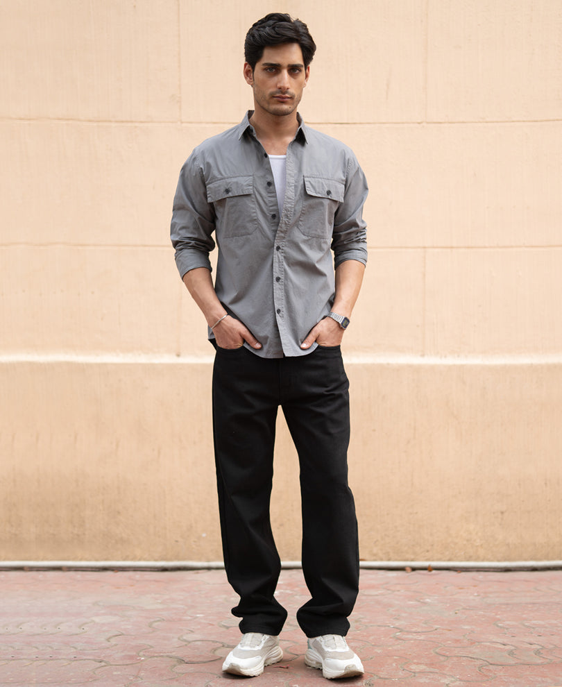 Grey Double Pocket Lightweight Shirt.