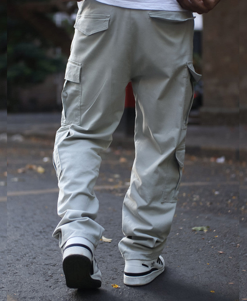 Light Grey Cargo Pocket Baggy Fit Jeans