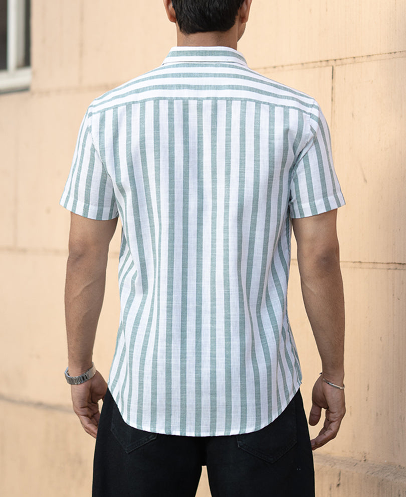 Sage Nautical Stripe Shirt.