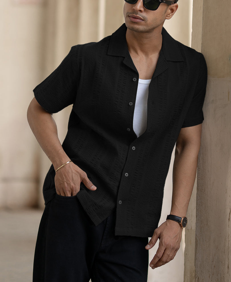 Black Seersucker Shirt