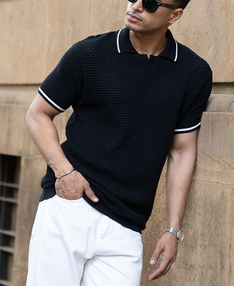 Black Knitted T-Shirt