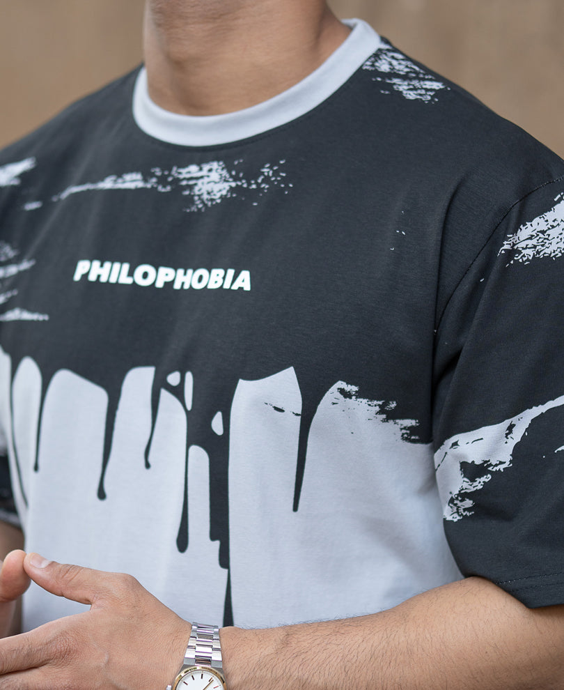 Black & Grey Abstract Graphic T-Shirt