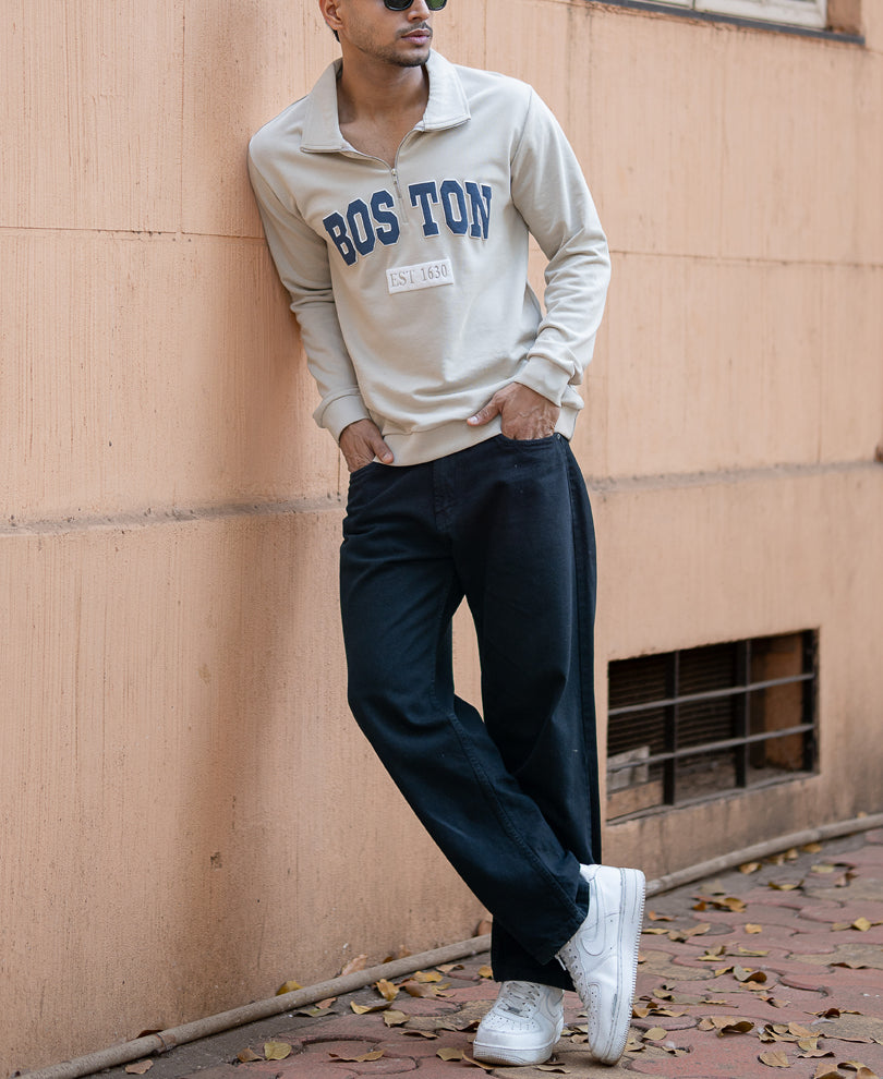 Beige Boston Zipper T-Shirt