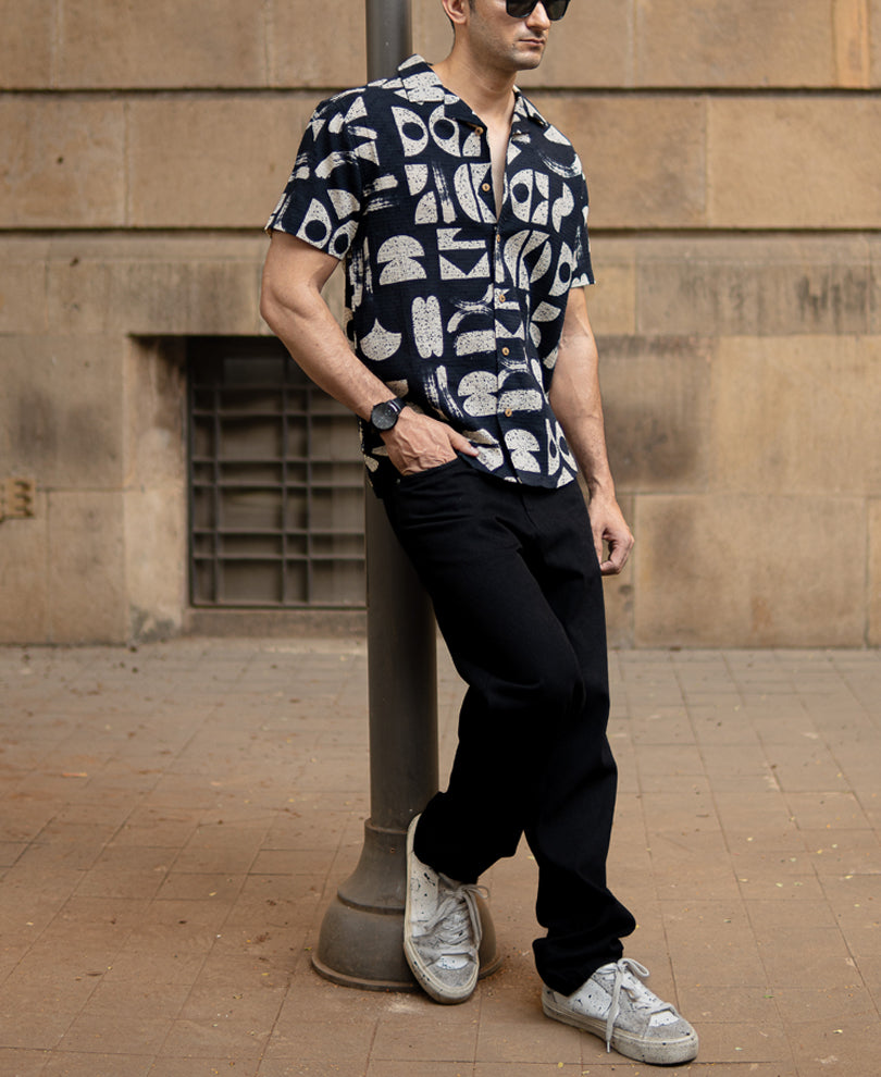 Black Abstract Print Shirt