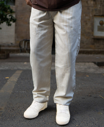Beige Stripe Linen Pant