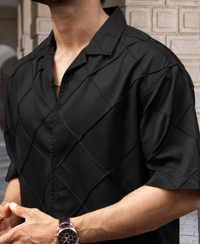 Black Oversized Half Sleeves Shirt
