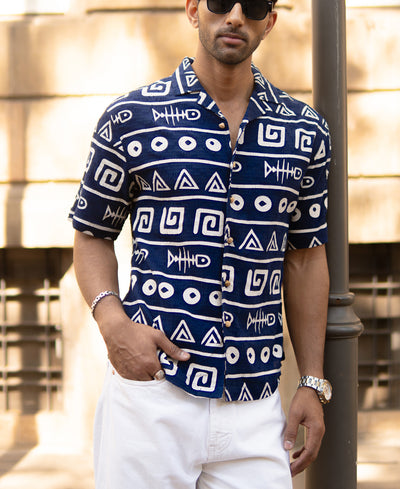 Navy Tribal Print Shirt