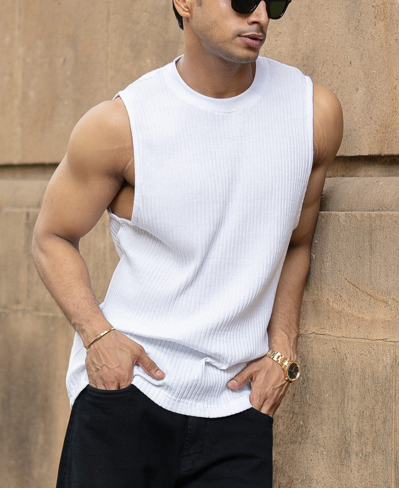 White Ribbed Vest