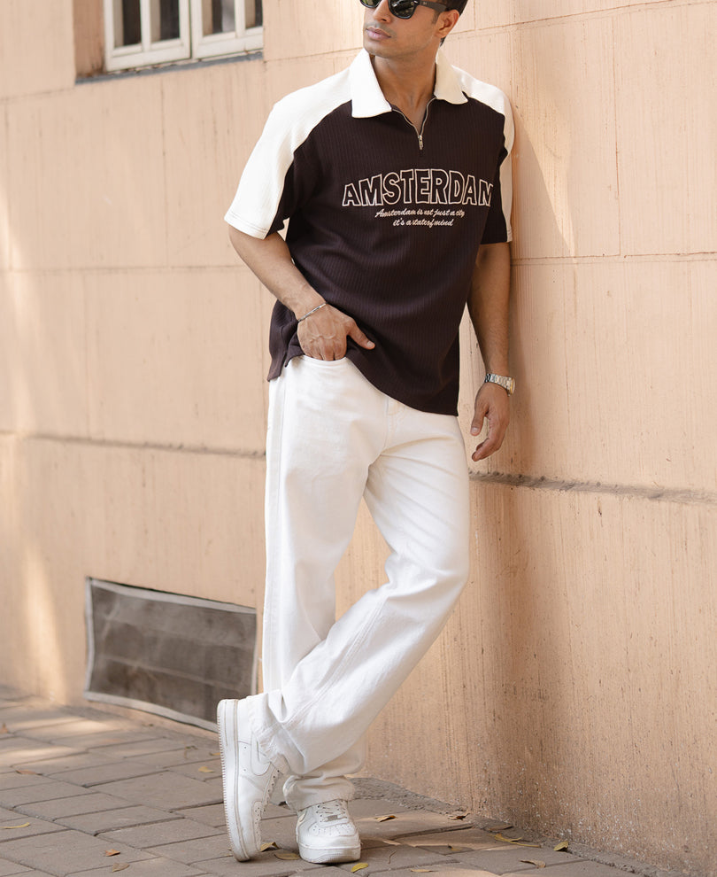 Dark Brown Embroidered T-Shirt