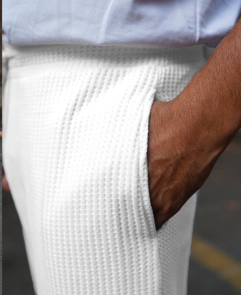 Cream Waffle Baggy Fit Trackâ Pant