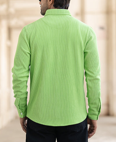 Lime Green Regular Fit Full Sleeves Shirt