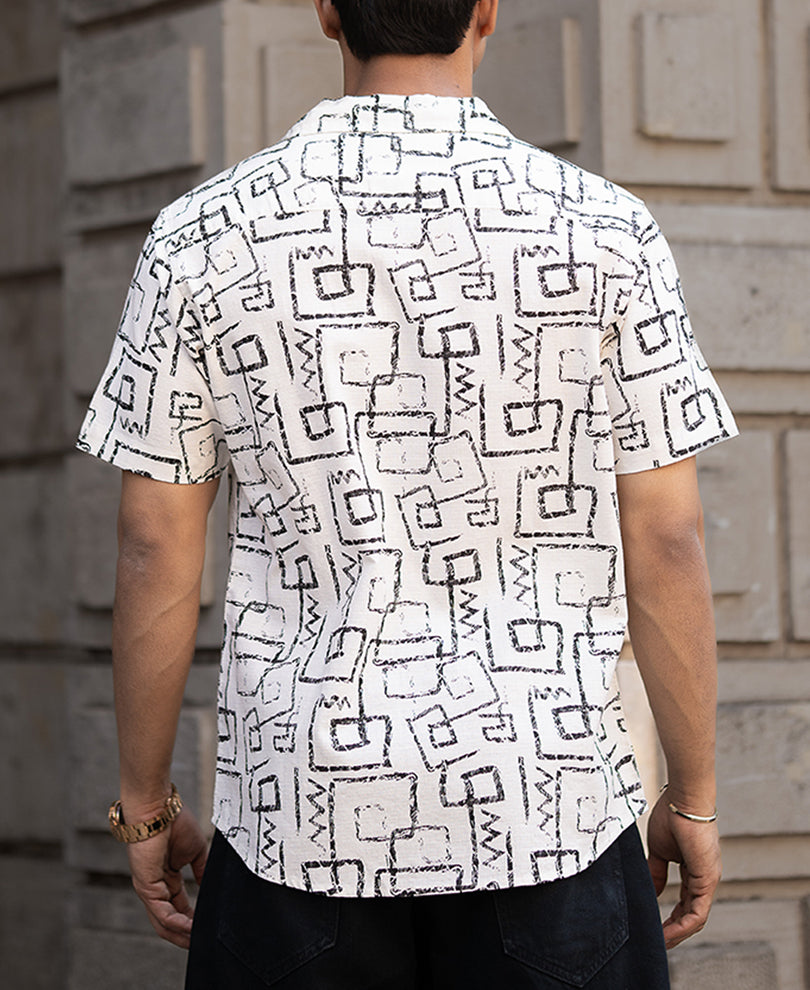 White Cuban Printed Shirt