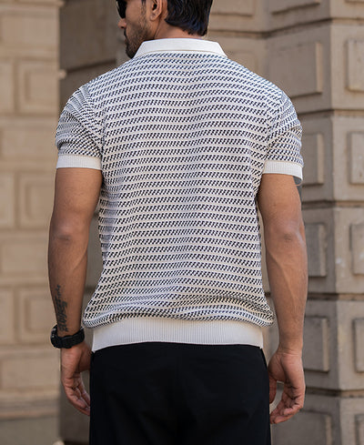 Jacquard Knit Polo T-Shirt