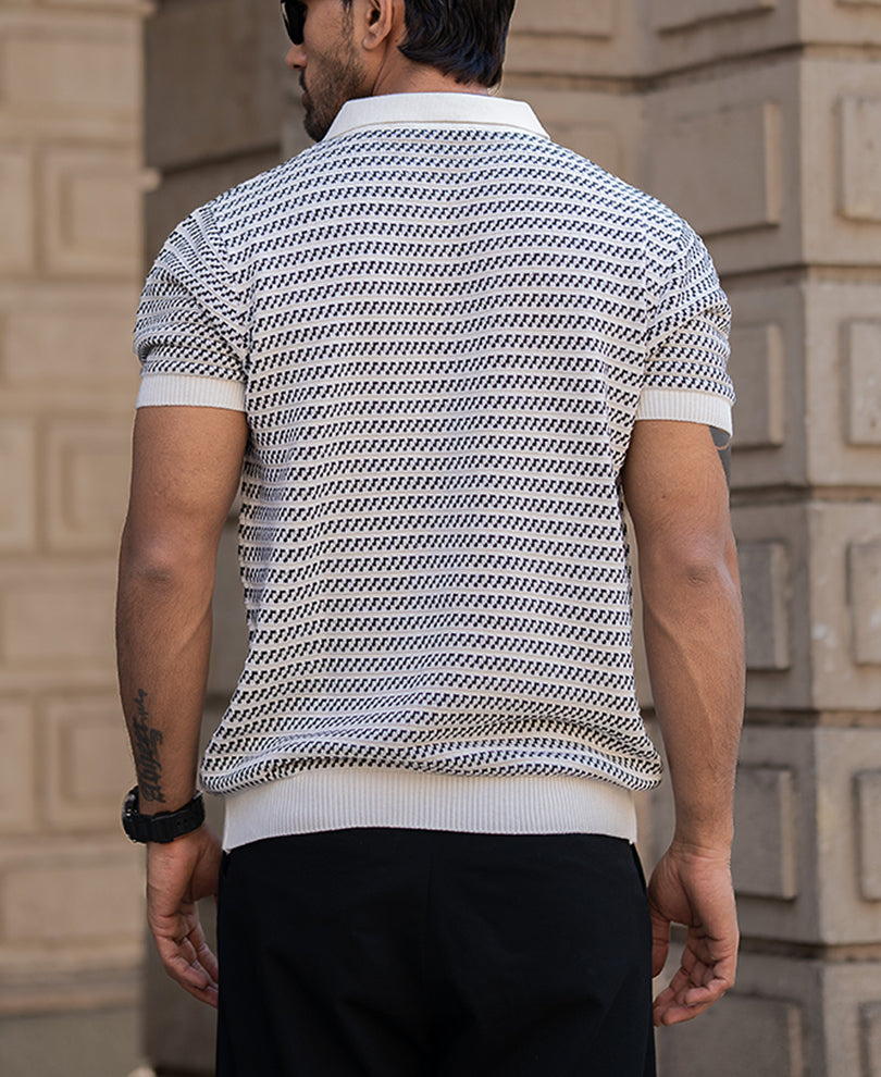 Jacquard Knit Polo T-Shirt