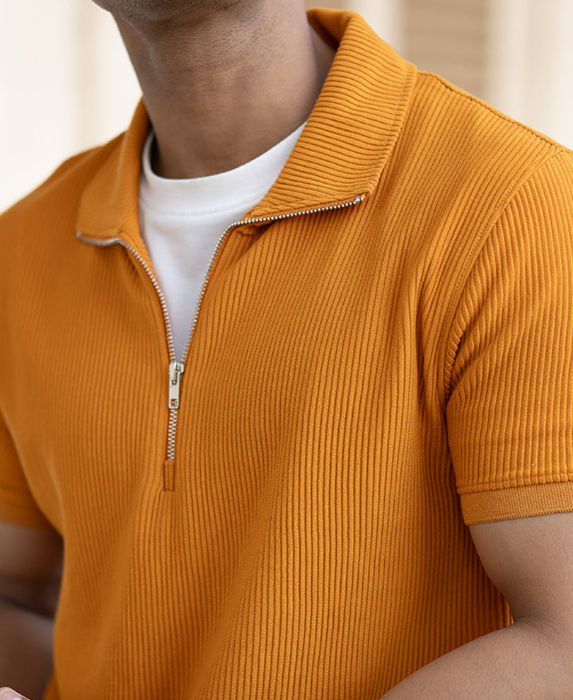 Mustard Regular Fit Half Sleeves T-Shirt
