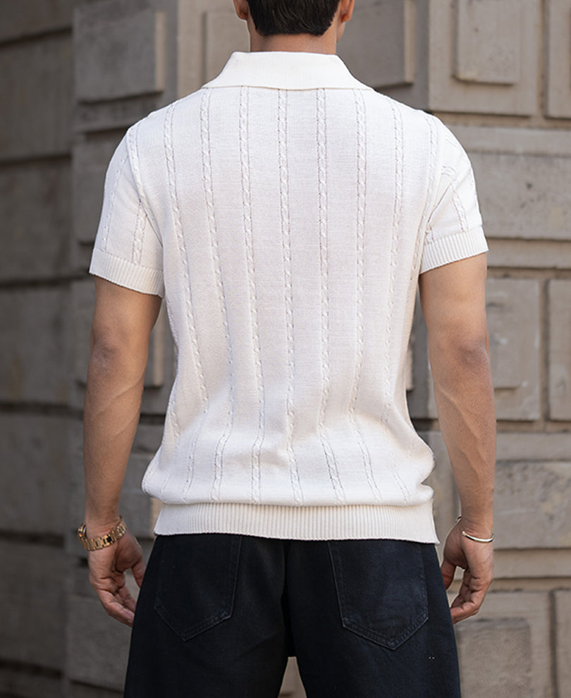 Offwhite Knitted Polo T-Shirt