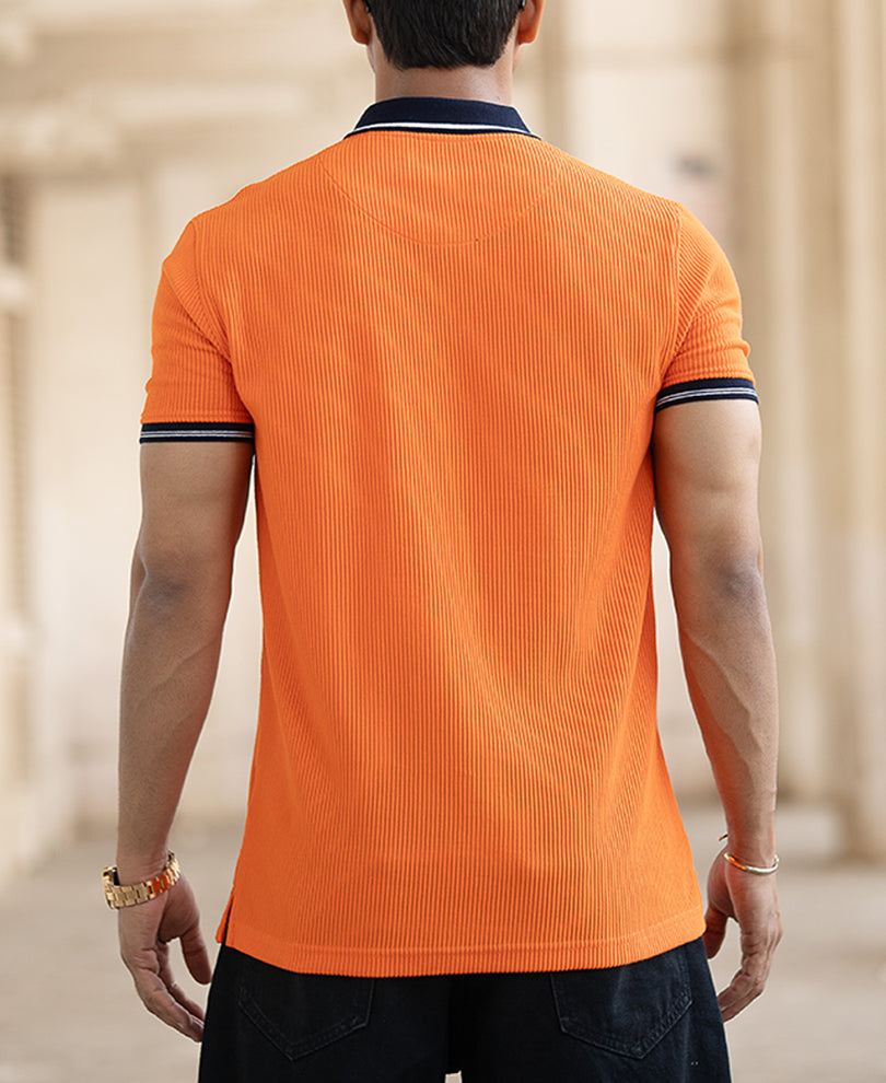 Orange Regular Fit Half Sleeves T-Shirt