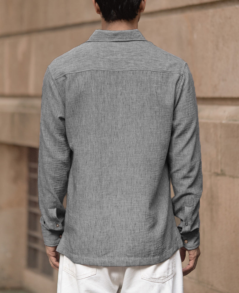 Dark Grey Slub Kurta Shirt