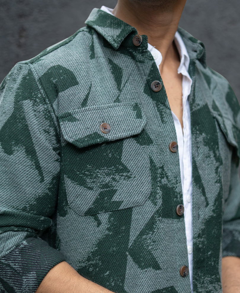 Green Jacquard Overshirt.