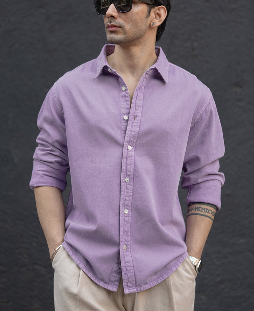 Lavender Overdyed Structured Shirt.