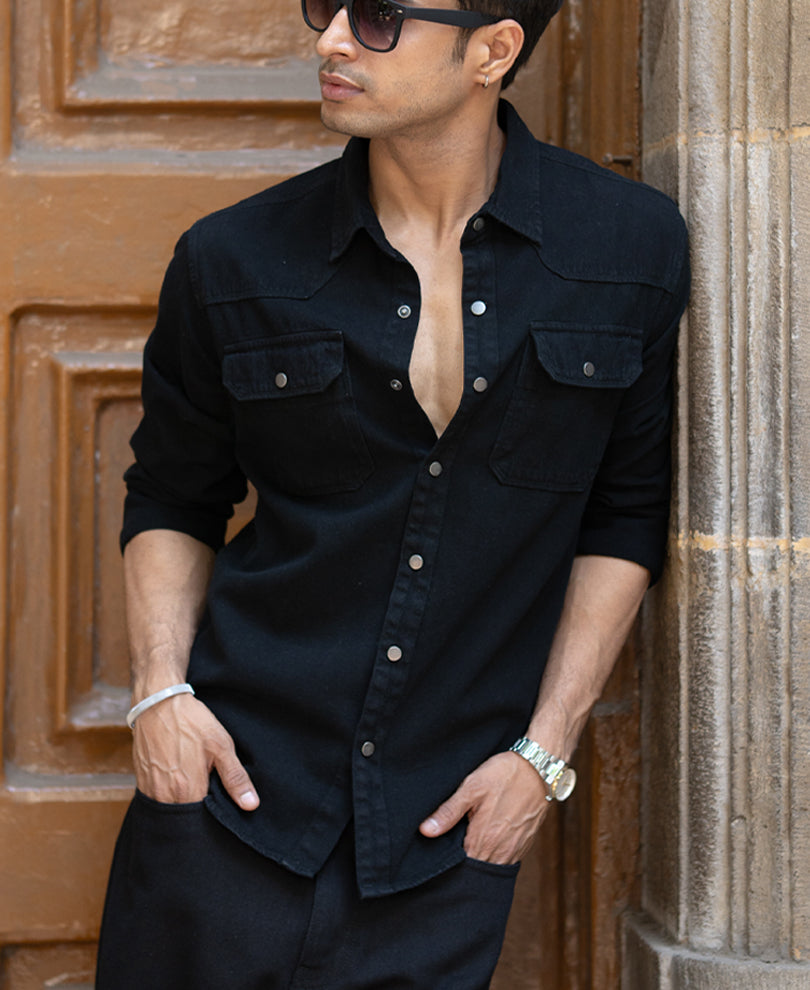 Black Denim Oversized Shirt