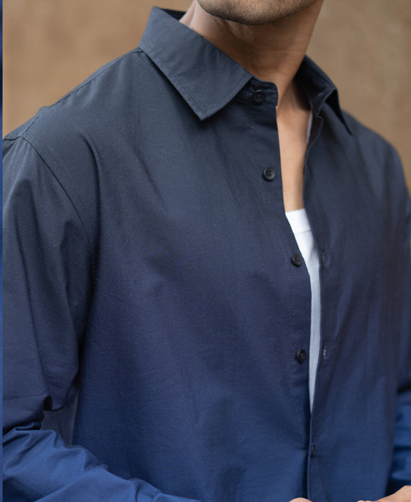 Dark Navy Ombre Print Shirt