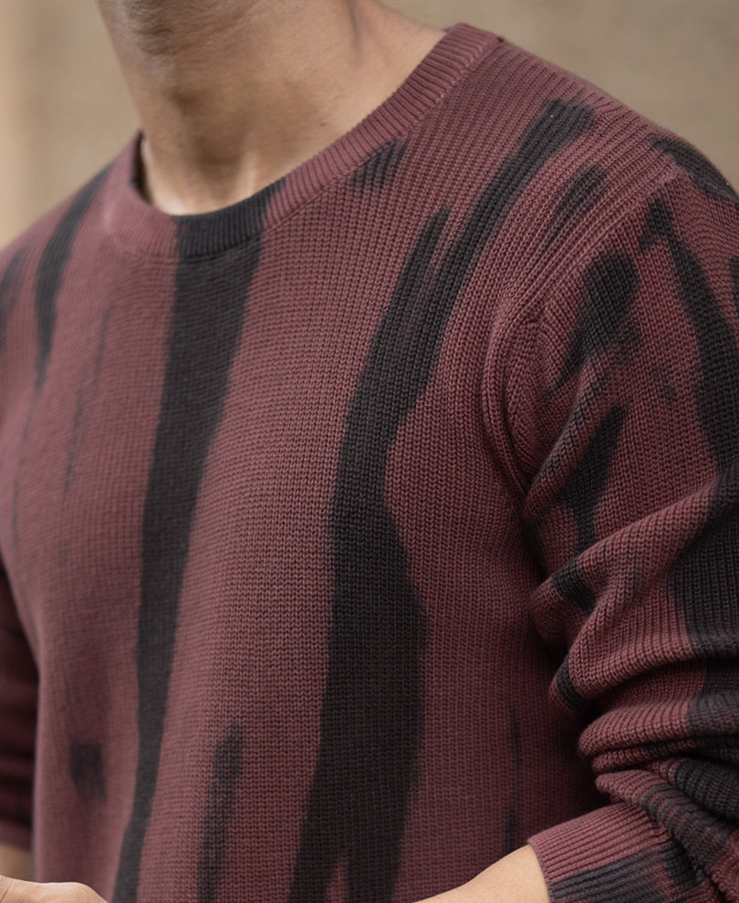 Brown Flat Knit Cotton Sweater