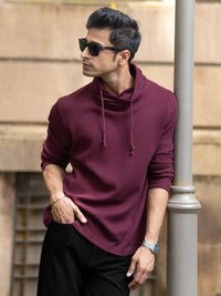 Wine Structured High Neck T-Shirt
