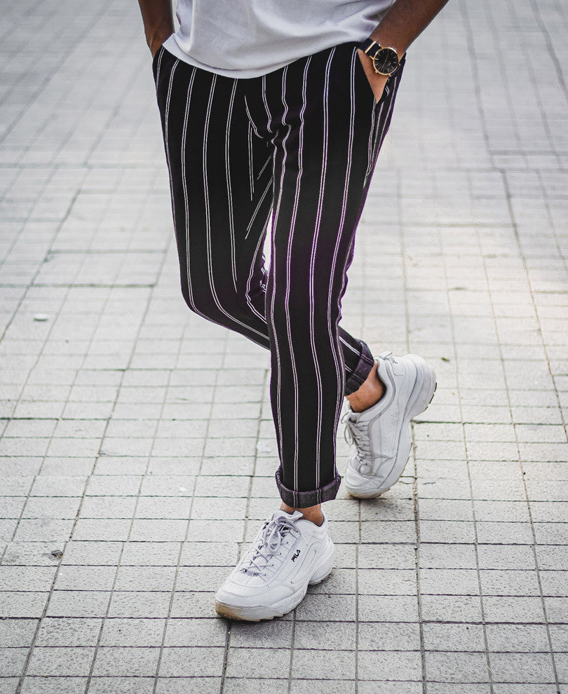 Black Stripes Skinny Fit Chino Pant