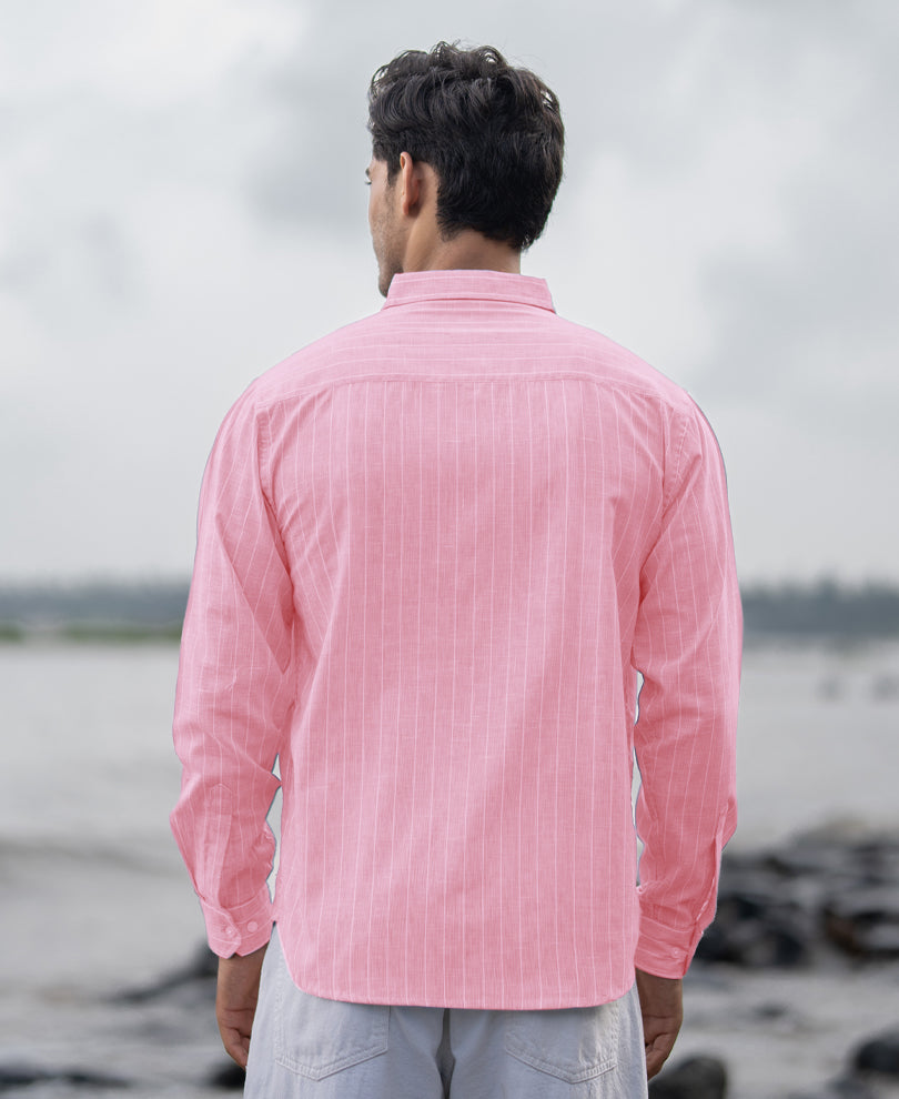 Pink Lightweight Cotton Stripe Shirt