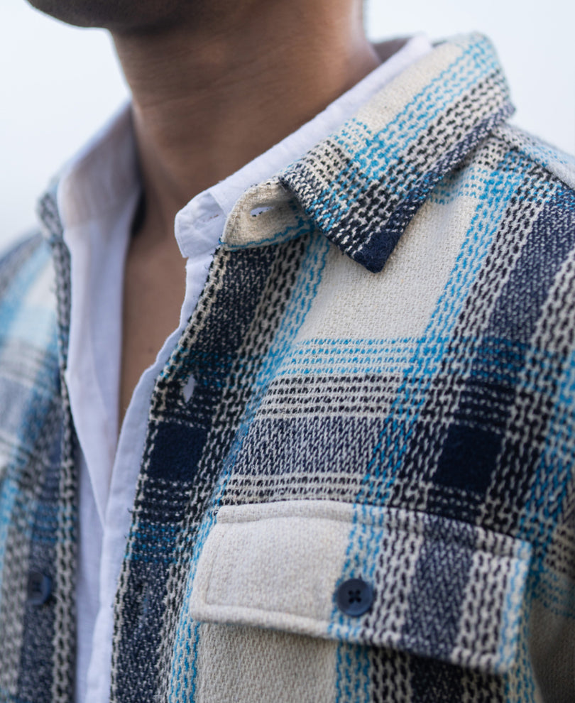 Blue Structured Check Shirt