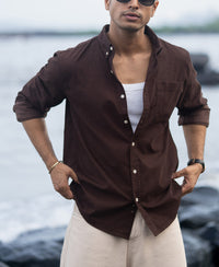 Coffee Corduroy Button Down Shirt