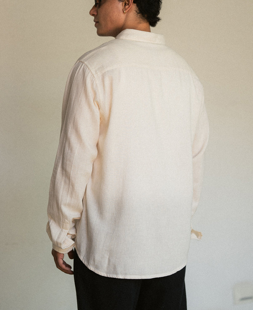 Off White Linen Blend Shirt.